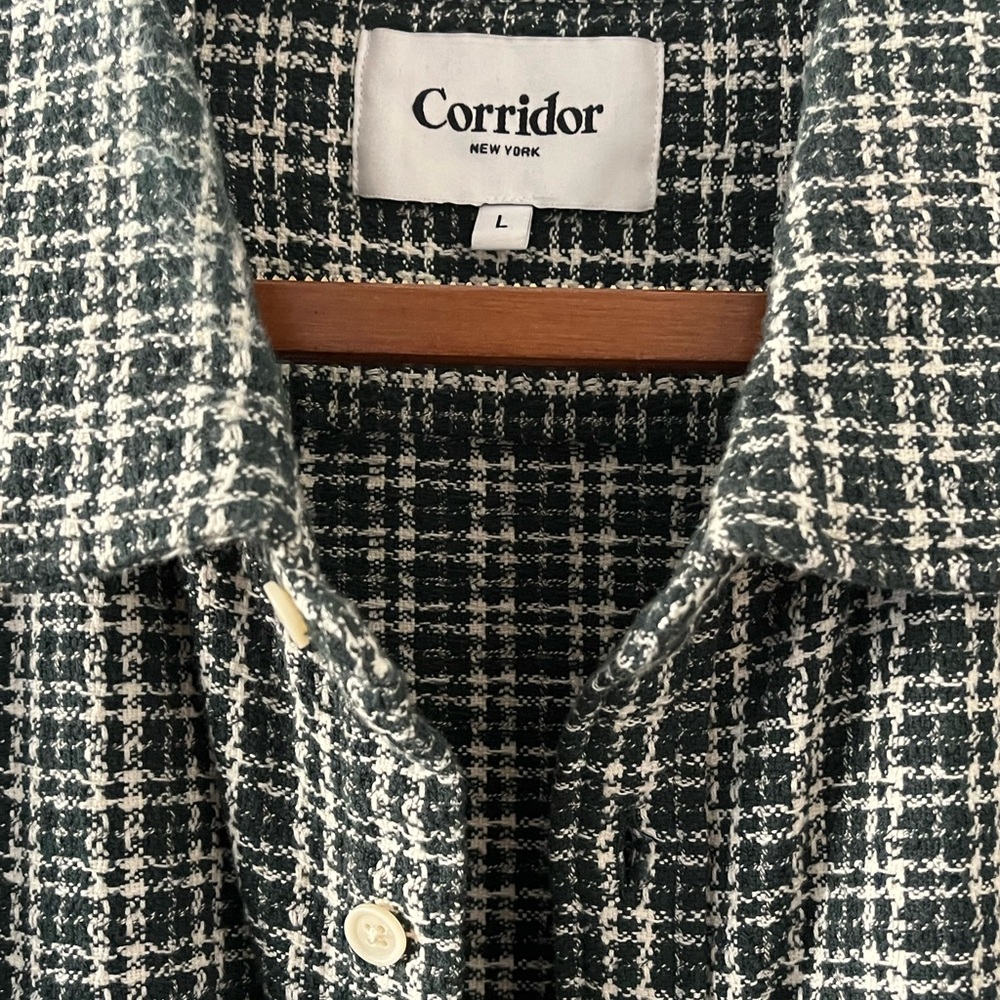 Corridor New York Green and White Plaid Shirt